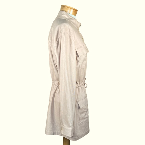 Anne Klein “Sand” Linen Blend Stylish Utility Style Jacket With Gold Trim L NWT - Picture 7 of 16